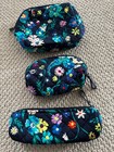 Vera Bradley Moonlight Garden Floral Cosmetic Bag Set Makeup Toiletry Travel 3pc