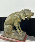 Antique French Animalier Hunting Hound Sculpture Bronze By Auguste De Weaver