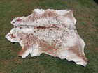 Genuine Cowhide Rug 5x6 Ft   Brown   White Speckled   Large Natural Leather Area