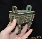 3 old China Ancient Dynasty Bronze Animal Pattern Incense Burner Censer Statue