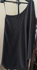 Mm Couture Black One Shoulder Long Sleeve Sequin Chiffon Short Shift Dress M