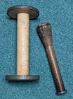 Set   Vintage Industrial Yarn Spool   Spindle Textile Bobbin Wooden Antique 