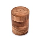 Acacia Wood Round Wooden Storage Jar With Lid For Keeping Cookies  Coffee  Fl   
