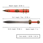 31 5 carbon Steel Roman Sword Real Metal medieval Knight Arming Sword red