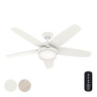 Hunter Fan 52 Inch Casual Matte White Indoor Ceiling Fan W Led Light And Remote