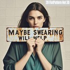 Maybe Swearing Will Help Funny Rustic Metal Sign Bar Garage Home Decor Plaque