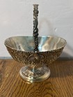 Vintage Holiday Imports Japan Silver Plate Footed Serving Bowl basket Floral