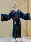 Vtg Antique Silk Asian Embroidered Kimono Robe Tassels Japanese Chrysanthemums