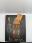 Folk Art  bless Our Home  Wooden Wall Plaque - Rustic Red   Green