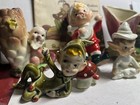 6 1950   s Japan Enesco  Pixie Elf Figurine Lot Ceramic Elves  Gnomes  Vase  3   -5   