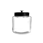  2 Pack  Hocking Montana Glass Jar With Black Metal Lid  64 Ounce