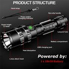 Super Bright Led Flashlight 5 Modes Rechargeable Tactical Police Led Work Light