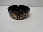 Vintage Disneyland Black   Gold Glass Ashtray