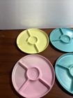 4 Vintage Gothamware Divided Plastic Picnic Plates Camping Mcm Set