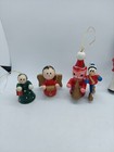 Vintage Lot Of 10 Wooden Christmas Tree Ornaments Holiday Taiwan 