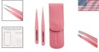Elegant Tea Rose Tweezer Set  Petite Slant And Point Tweezers For Flawless Brows
