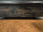 Antique Barbers 19th Century Stool Black   Tan 2 Draws Handmade Distressed Look