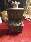 Vintage Primitive Miniature Wooden Hoosier Cabinet Hutch Pie Safe Heart Cut Out