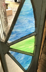 Antique 5 Lite 18x56 Stained Slag Glass Transom Window Shabby Old Vtg 1964-24b