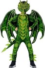 Deluxe Boys Green Dragon Costume With Wings Mask Kids Halloween Suit 4 - 14 Yrs