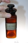 Antique Pharmacy Apothecary Amber Bottle With  Stopper  Jar 6 1 2  