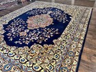 Indo Mahal Sarouk Rug 12x15 Vintage Wool Hand Knotted Navy Medallion Carpet