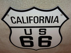 Vintage Us Route 66 California U s  11 3 4  Porcelain Metal Gasoline Oil Ca Sign