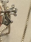  925 Cross Charm Pendant Necklace Clear Crystal Pav   