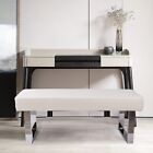 Upholstered White Bench Pu Leather Chair For Dining Bedroom Kitchen W  Steel Leg