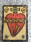 Vintage 1980 s Tin   Wood Sagrado Coraz  n Retablo Plaque By Marie Romero Cash
