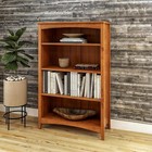 4 Shelf Bookcase Solid Wood Adjustable Shelving Closed Back Display Bookshelf