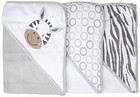 Baby 3 Pack Soft Terry Hooded Towel Set For Newborn Boys And Girls Grey Zebra