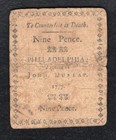 April 10  1777 9d Nine Pence Pennsylvania Colonial Currency Note  d 