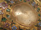 Antique Gold Gilt Bronze Or Brass Plate With Beautiful Enameled   Copper Flowers