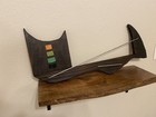 Signed 1968 Mid Century Modern Abstract Wall Sculpture Danish Wood Metal Art