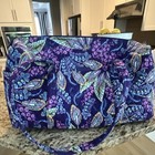 Vera Bradley Large Duffel Batik Leaves Retired Travel Weekender Bag Euc