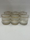 Culver Icicle Glass Textured Gold Set Of 6 Old Fashion Rocks Glasses