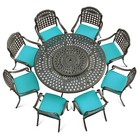 9-pcs Outdoor Furniture Dining Set Patio Dining Table W  Lazy Susan   8 Chairs