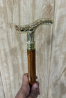 Brass Leaf Handle Wooden Walking Stick     Steampunk Nautical Cane