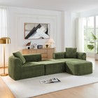 114  Modular Cloud Sofa W  Chaise   Ottoman  Armless Pillow Back Corduroy Green