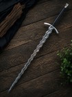 Handmade Flamberge Sword Carbon Steel Wavy Blade Rosewood Handle Best Gift