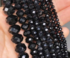4 6 8mm Black Faceted Glass Crystal Rondelle Spacer Beads For Diy Jewelry Craft