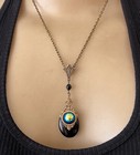 Vintage Necklace Art Deco Lavalier Pendant Black Antique Czech Glass