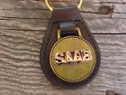 Saab Automobile Antique Gold Leather Key Fob Nos Hi-quality Classy Key Holder