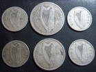 6 X Irish Silver Coins -  750 Silver - Couple Small Dings