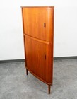 Mid Century Danish Modern Corner Cabinet Teak Wood Bar Tambour Skovmand Andersen