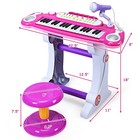 37 Key Electronic Keyboard Kids Toy Piano Mp3 Input W  Microphone And Stool Pink
