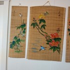 Vintage Asian Hand Painted Bamboo Scroll Wall Art Nature Scenic Lot Of 4 Signed