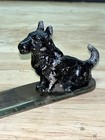 Brass 6    Ruler  Letter Opener  With Cast Metal Scottie Dog Hershey Derby  Conn 