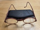 Antique Round Wire Rim Eyeglasses Tortoise Celluloid Frames W  Case Vintage Spec